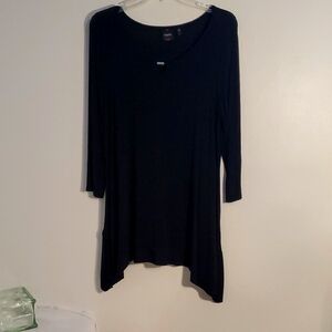 Rafaella Black Asymetrical Oversized Tunic Top
